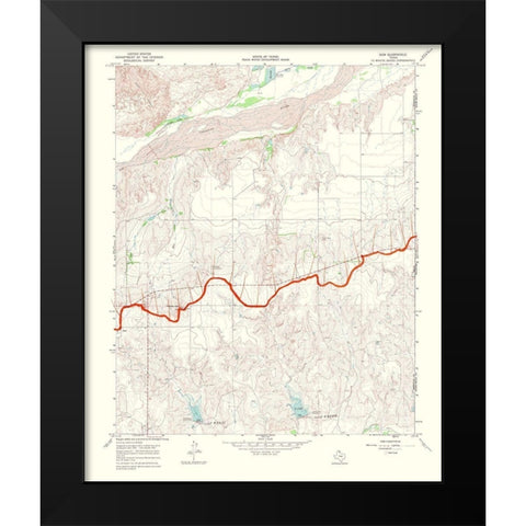 Gem Texas Quad - USGS 1969 Black Modern Wood Framed Art Print by USGS