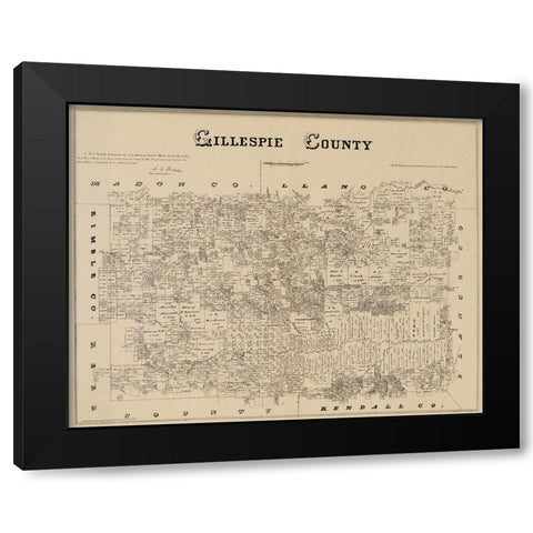 Gillespie Texas Landowner - Gast 1879 Black Modern Wood Framed Art Print with Double Matting by Gast