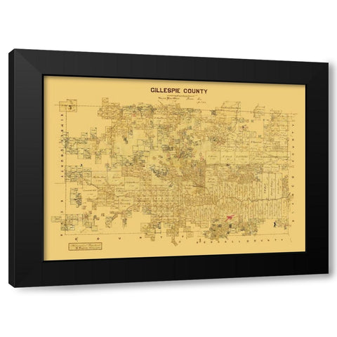 Gillespie County Texas -1873 Black Modern Wood Framed Art Print by Unknown