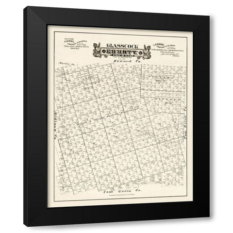 Glasscock County Texas - Hall 1889 Black Modern Wood Framed Art Print by Hall