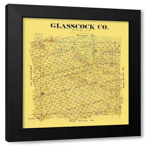 Glasscock County Texas - 1887 Black Modern Wood Framed Art Print by Unknown