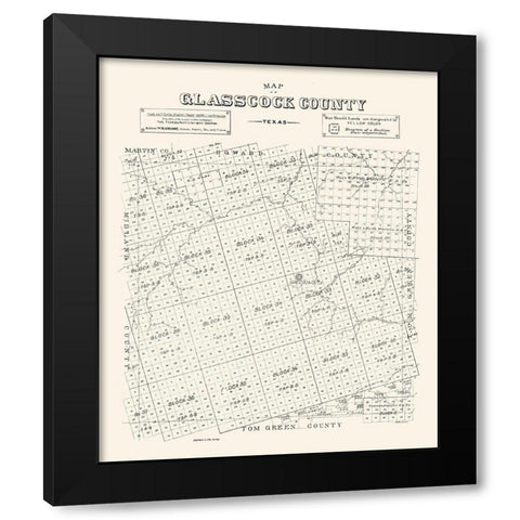 Glasscock County Texas - 1890 Black Modern Wood Framed Art Print with Double Matting by Unknown