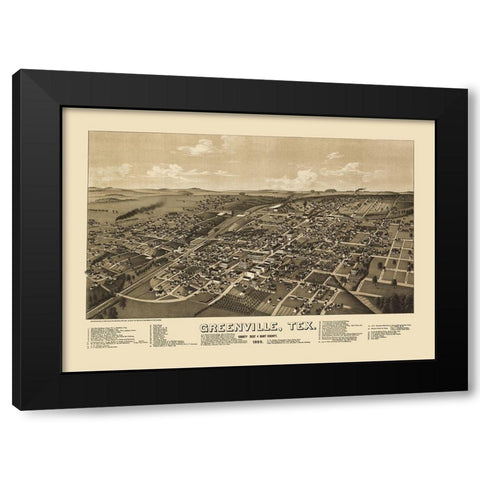 Greenville Texas - Norris 1886 Black Modern Wood Framed Art Print by Norris