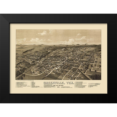 Greenville Texas - Norris 1886 Black Modern Wood Framed Art Print by Norris