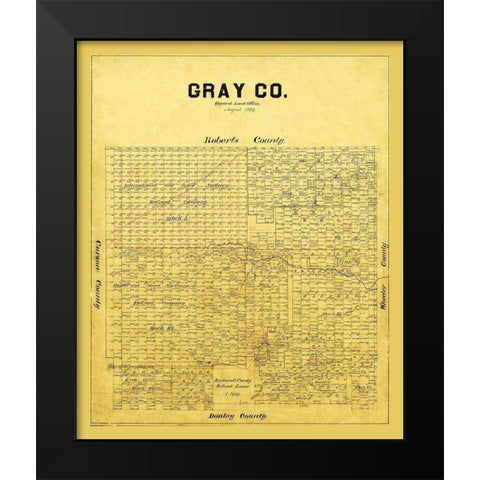 Gray County Texas - 1889 Black Modern Wood Framed Art Print by Unknown