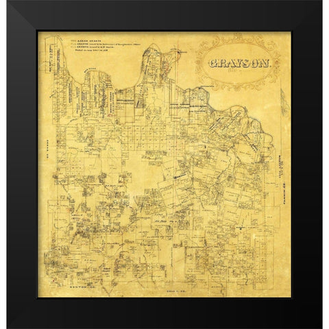 Grayson County Texas - 1853 Black Modern Wood Framed Art Print by Unknown