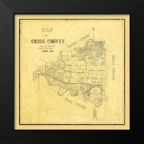 Gregg County Texas - Cousins 1874 Black Modern Wood Framed Art Print by Cousins