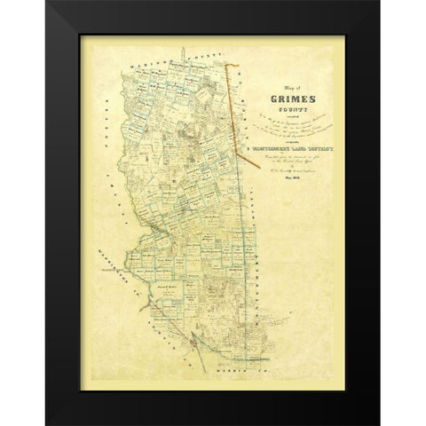 Grimes County Texas - 1858 Black Modern Wood Framed Art Print by Unknown