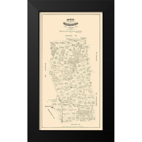 Grimes County Texas - Walsh 1880 Black Modern Wood Framed Art Print by Walsh