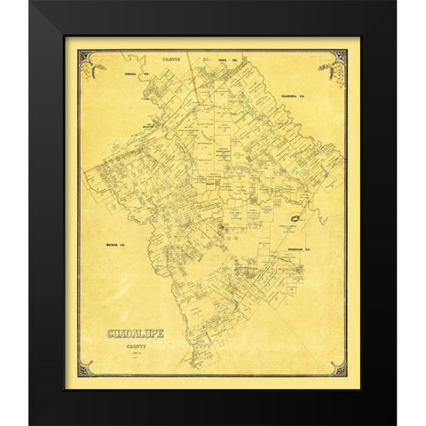 Guadalupe County Texas - 1854 Black Modern Wood Framed Art Print by Unknown