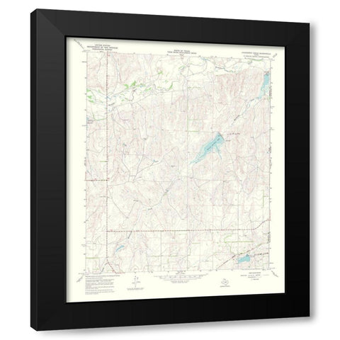 Hackberry Creek Texas Quad - USGS 1969 Black Modern Wood Framed Art Print with Double Matting by USGS