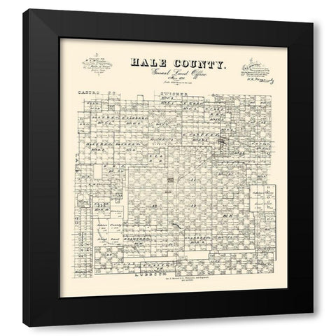 Hale County Texas - McGaughey 1892 Black Modern Wood Framed Art Print with Double Matting by McGaughey