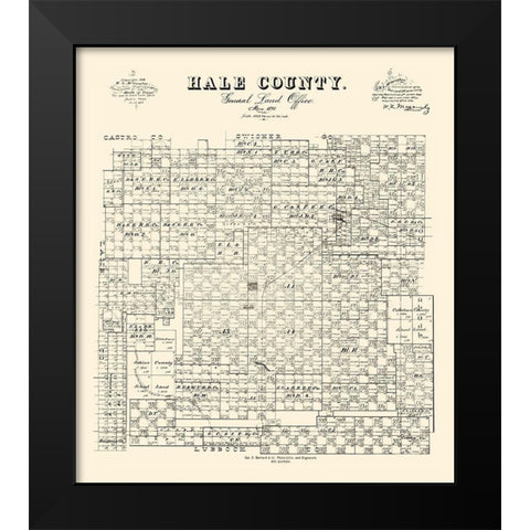 Hale County Texas - McGaughey 1892 Black Modern Wood Framed Art Print by McGaughey