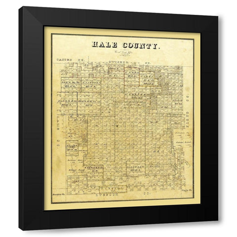Hale County Texas - 1895 Black Modern Wood Framed Art Print with Double Matting by Unknown