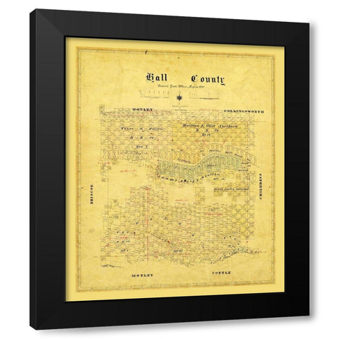 Hall County Texas - 1881 Black Modern Wood Framed Art Print by Unknown