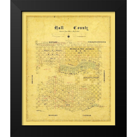 Hall County Texas - 1881 Black Modern Wood Framed Art Print by Unknown