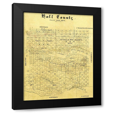 Hall County Texas - 1884 Black Modern Wood Framed Art Print by Unknown