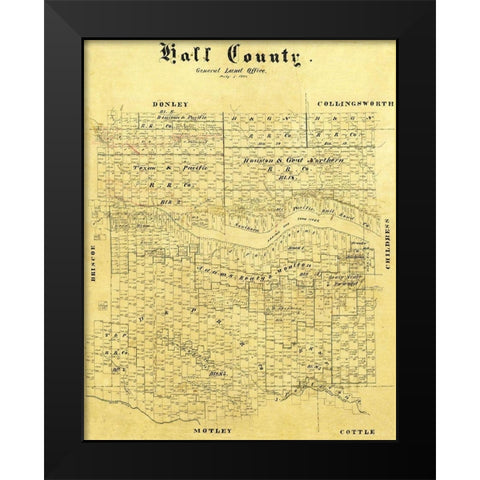 Hall County Texas - 1884 Black Modern Wood Framed Art Print by Unknown