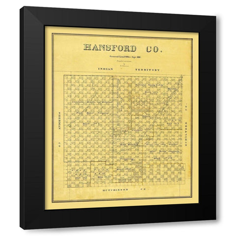 Hansford County Texas - Beaumont 1889 Black Modern Wood Framed Art Print with Double Matting by Beaumont