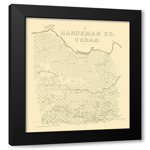 Hardeman County Texas - 1880 Black Modern Wood Framed Art Print with Double Matting by Unknown