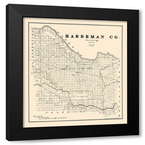 Hardeman County Texas - McGaughey 1891 Black Modern Wood Framed Art Print by McGaughey