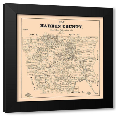 Hardin County Texas - Baker 1895 Black Modern Wood Framed Art Print by Baker