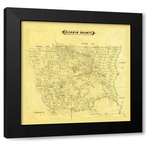 Hardin County Texas Black Modern Wood Framed Art Print with Double Matting by Unknown