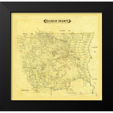 Hardin County Texas Black Modern Wood Framed Art Print by Unknown