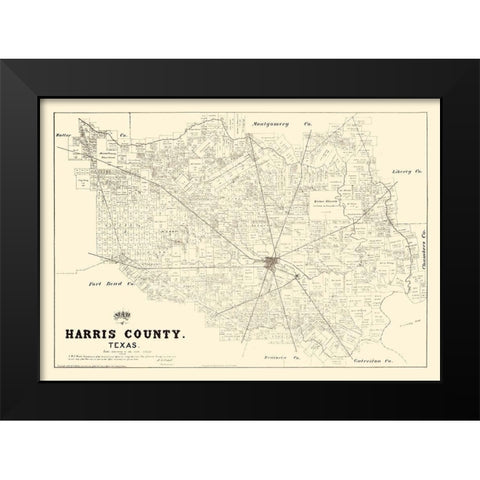 Harris County Texas - Walsh 1879 Black Modern Wood Framed Art Print by Walsh