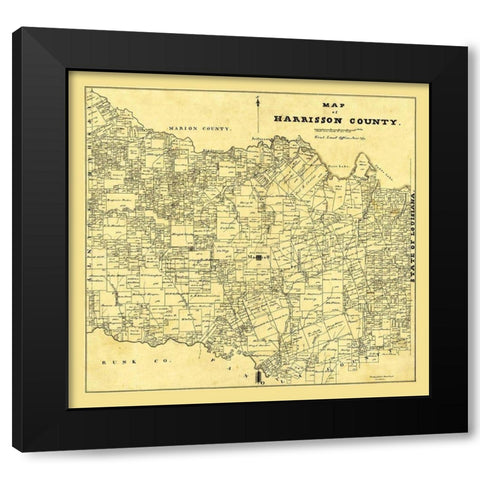 Harrison County Texas - 1871 Black Modern Wood Framed Art Print by Unknown
