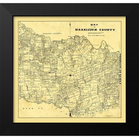 Harrison County Texas - 1871 Black Modern Wood Framed Art Print by Unknown