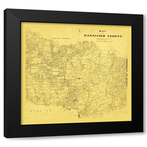 Harrison County Texas - 1871 Black Modern Wood Framed Art Print by Unknown