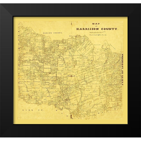 Harrison County Texas - 1871 Black Modern Wood Framed Art Print by Unknown