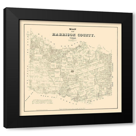 Harrison County Texas - Walsh 1879 Black Modern Wood Framed Art Print with Double Matting by Walsh