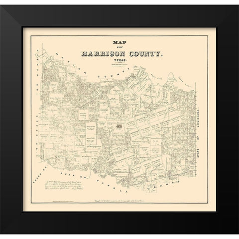 Harrison County Texas - Walsh 1879 Black Modern Wood Framed Art Print by Walsh