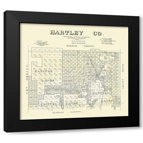 Hartley County Texas - McGaughey 1892 Black Modern Wood Framed Art Print by McGaughey