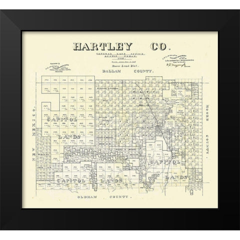 Hartley County Texas - McGaughey 1892 Black Modern Wood Framed Art Print by McGaughey