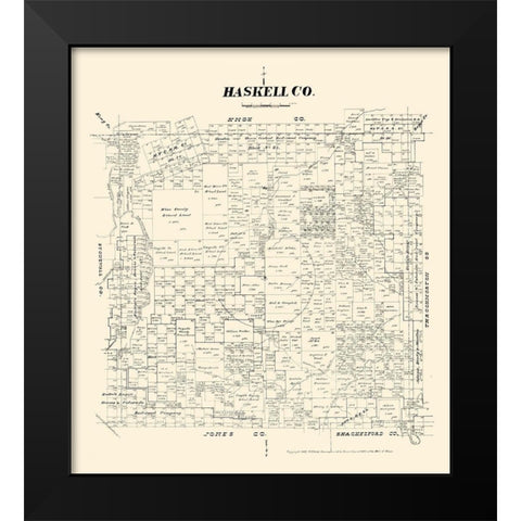 Haskell County Texas - Walsh 1879 Black Modern Wood Framed Art Print by Walsh