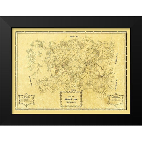 Hays County Texas - Arlitt 1861 Black Modern Wood Framed Art Print by Arlitt