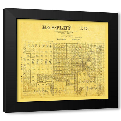 Hartley County Texas -1891 Black Modern Wood Framed Art Print by Unknown