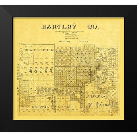 Hartley County Texas -1891 Black Modern Wood Framed Art Print by Unknown