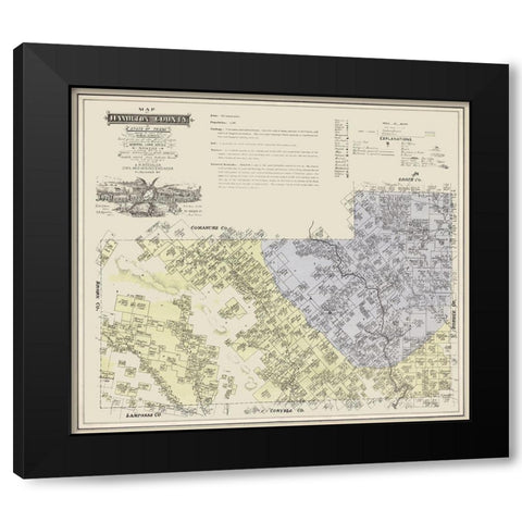 Hamilton County Texas - Roessler 1876 Black Modern Wood Framed Art Print by Roessler