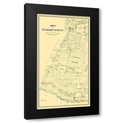 Hidalgo Texas - Land Office 1880 Black Modern Wood Framed Art Print by Land Office