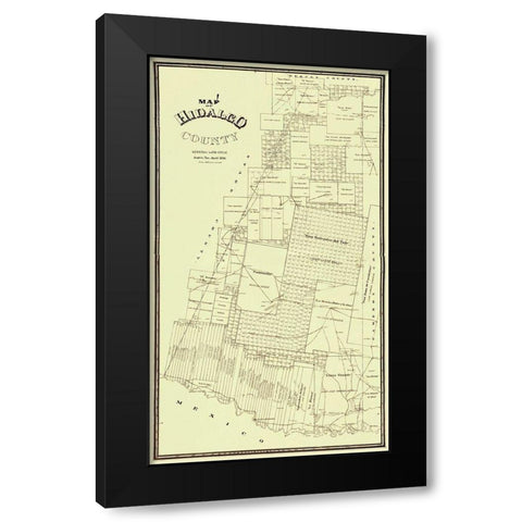 Hidalgo Texas - Land Office 1896 Black Modern Wood Framed Art Print with Double Matting by Land Office