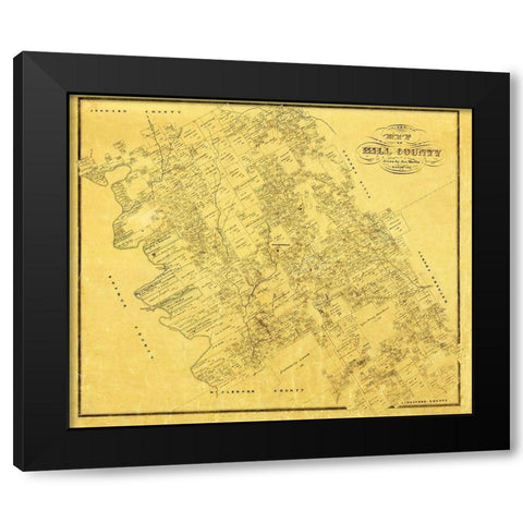 Hill County Texas - Martin 1857 Black Modern Wood Framed Art Print with Double Matting by Martin