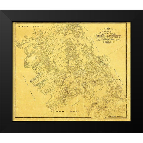 Hill County Texas - Martin 1857 Black Modern Wood Framed Art Print by Martin
