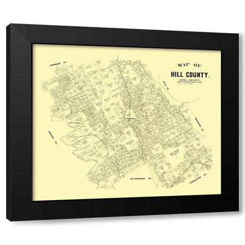 Hill County Texas - 1882 Black Modern Wood Framed Art Print by Unknown