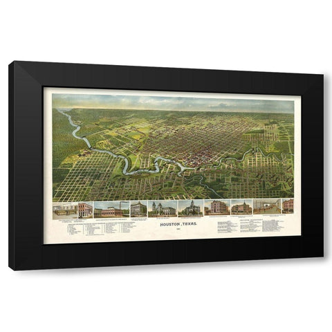 Houston Texas - 1891 Black Modern Wood Framed Art Print with Double Matting by Unknown