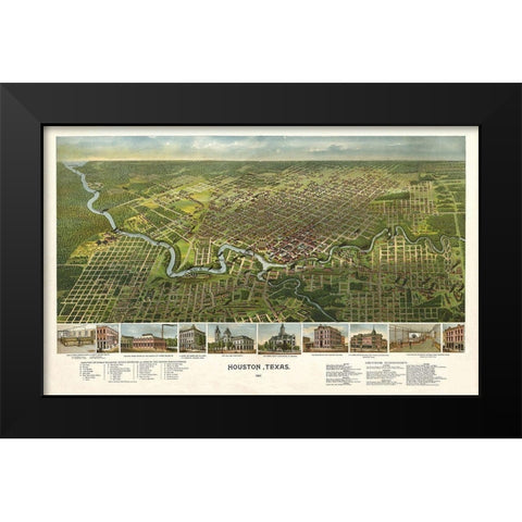 Houston Texas - 1891 Black Modern Wood Framed Art Print by Unknown