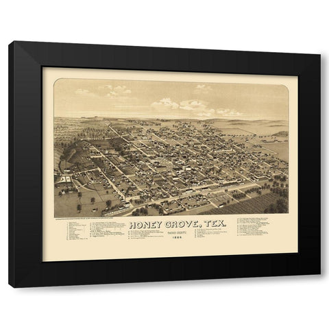 Honey Grove Texas - Norris 1886 Black Modern Wood Framed Art Print by Norris